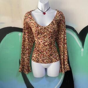 Vintage 90s Floral Bell Sleeve top